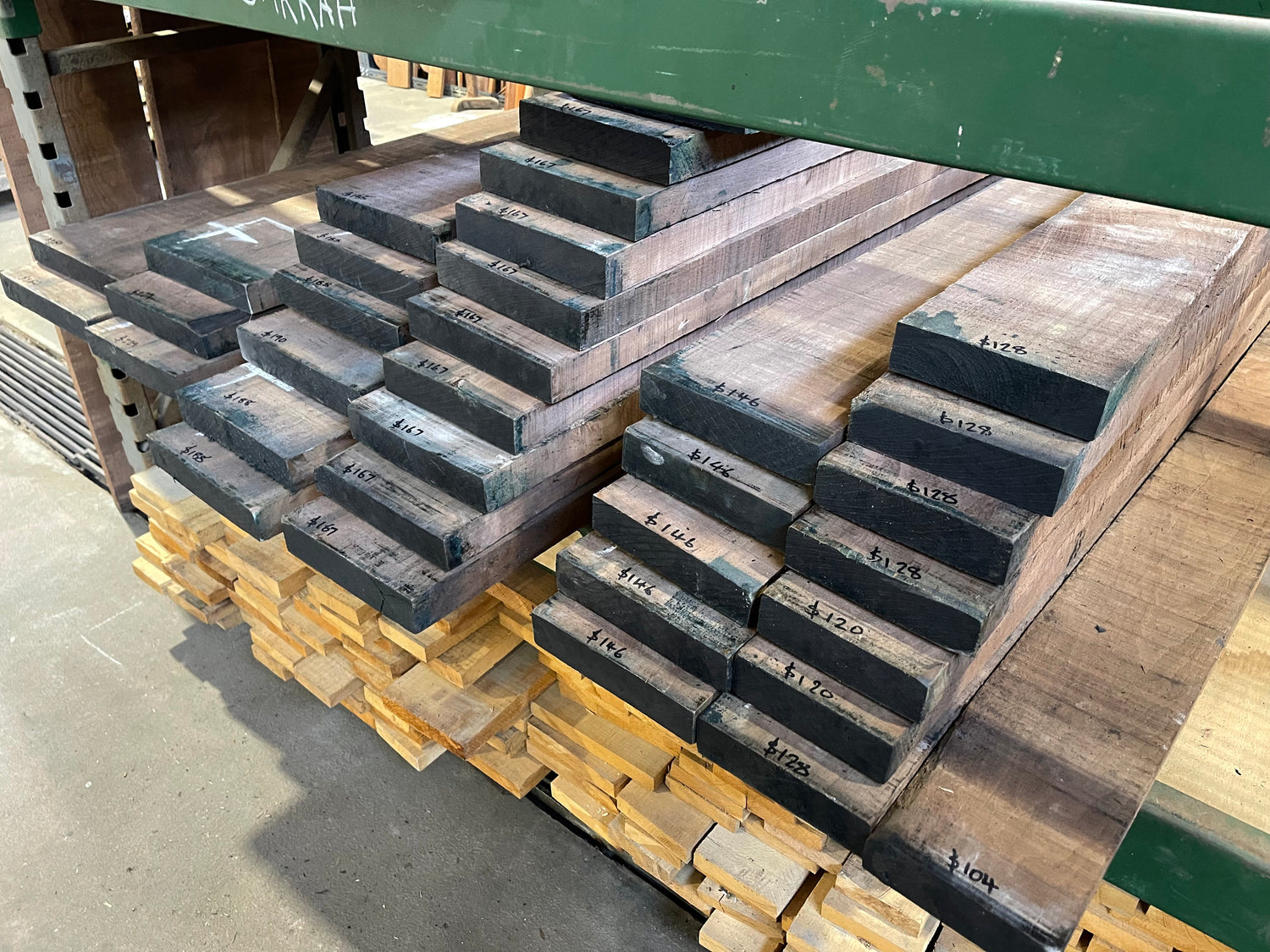 rough sawn American walnut timber