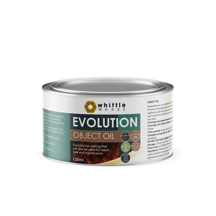 Whittle Waxes Evolution Object Oil 125ml can on a white background